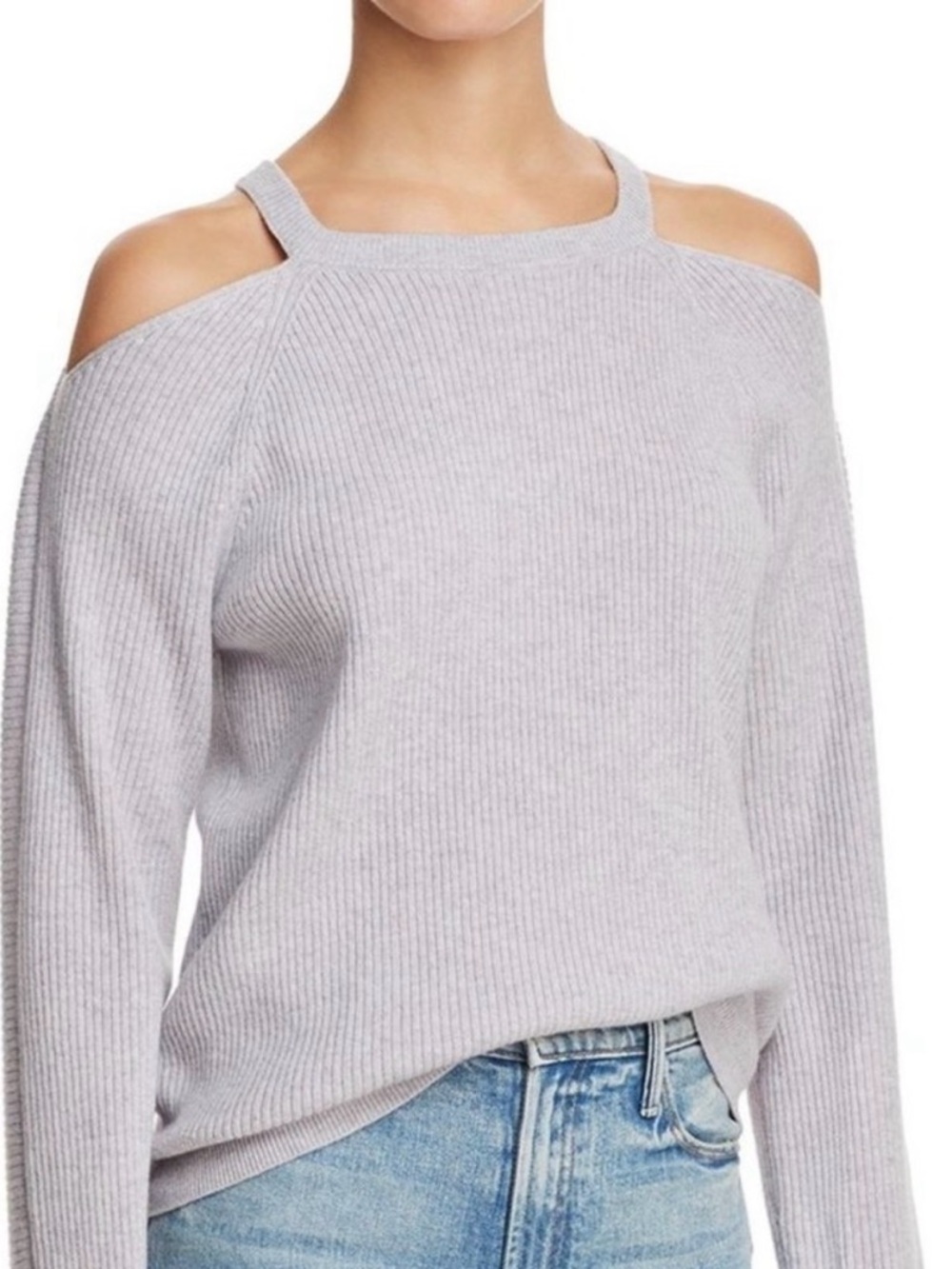 J Brand Cashmere Cold-Shoulder Ribbed Sweater